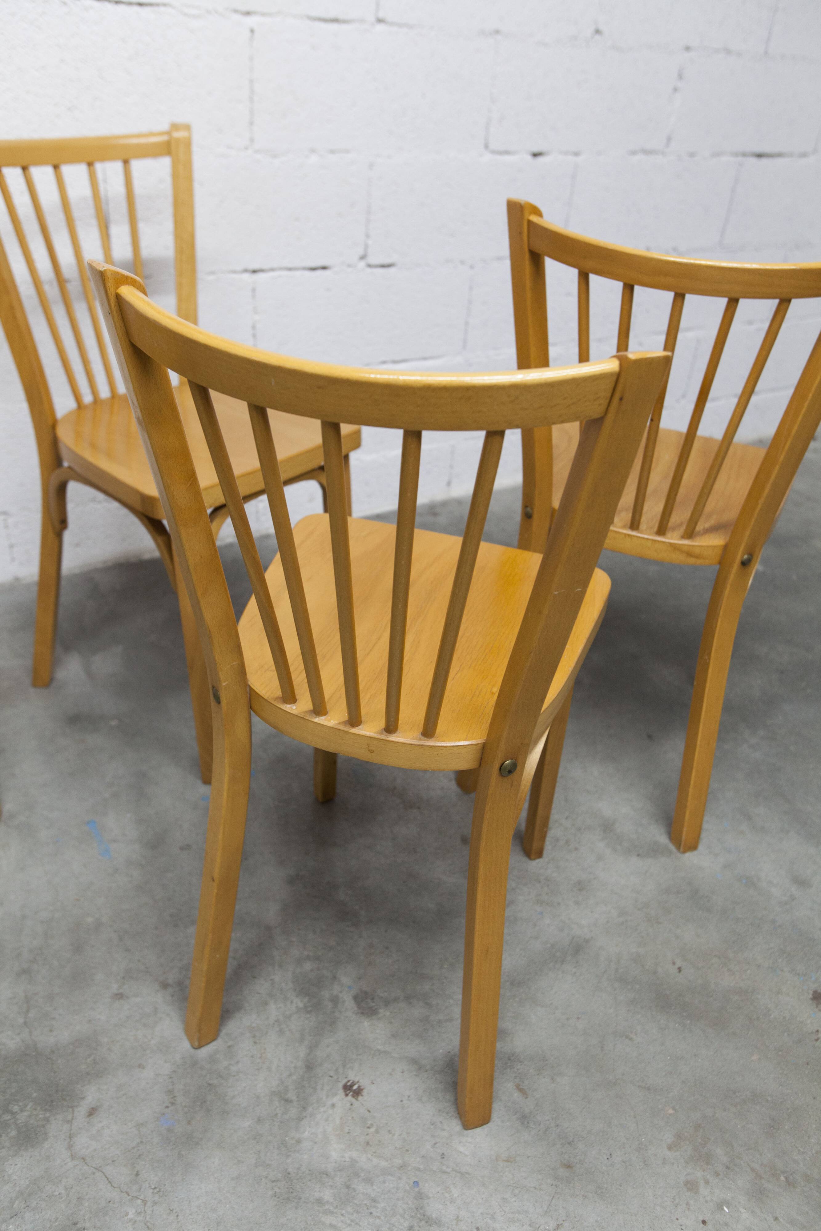 Set of 4 Baumann bistro chairs model 153 stamped 1981.