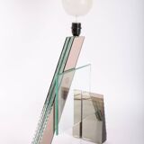 80s lamp in glass plates and mirrors, signed and numbered