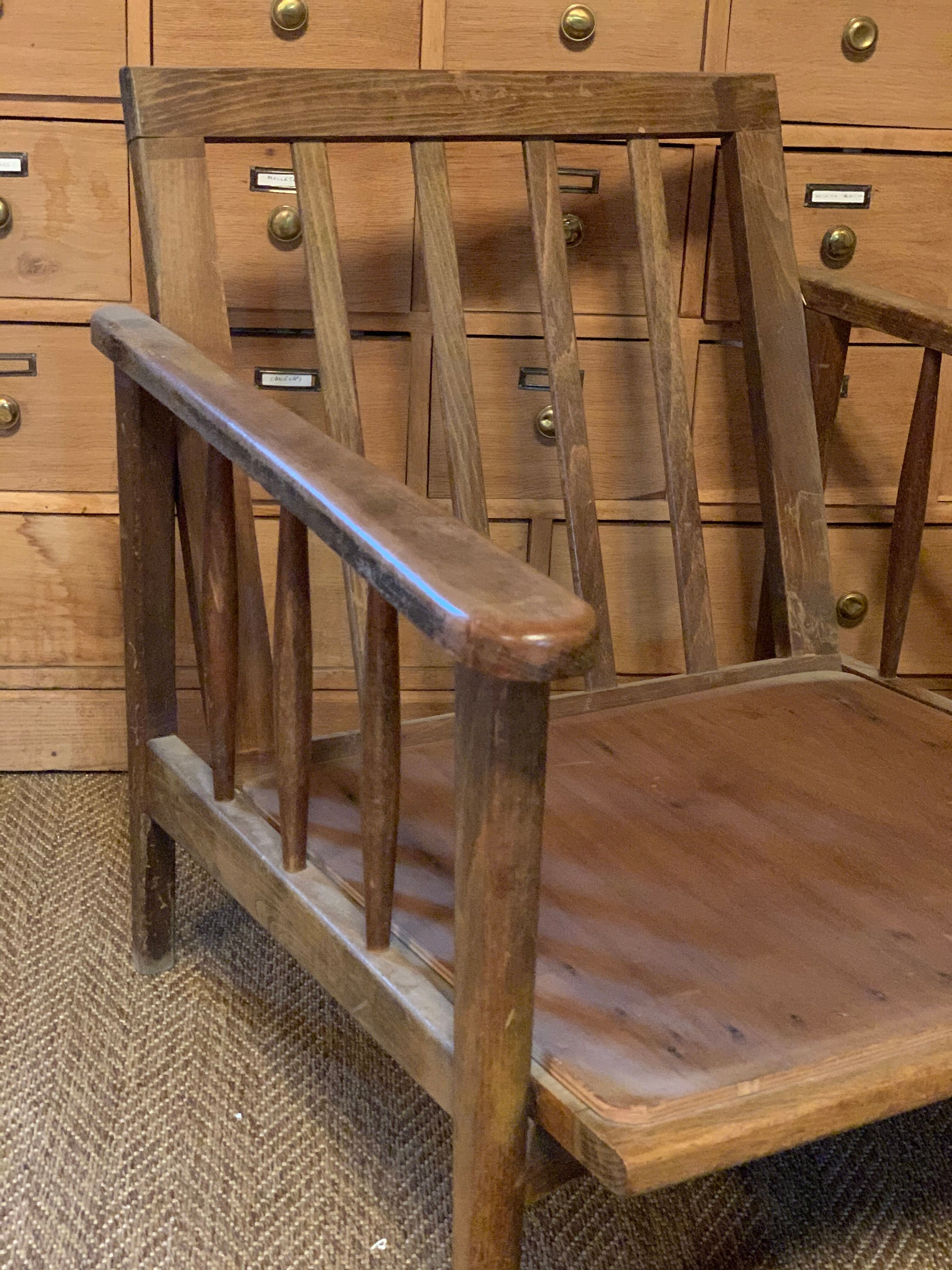 Scandinavian old wooden armchair