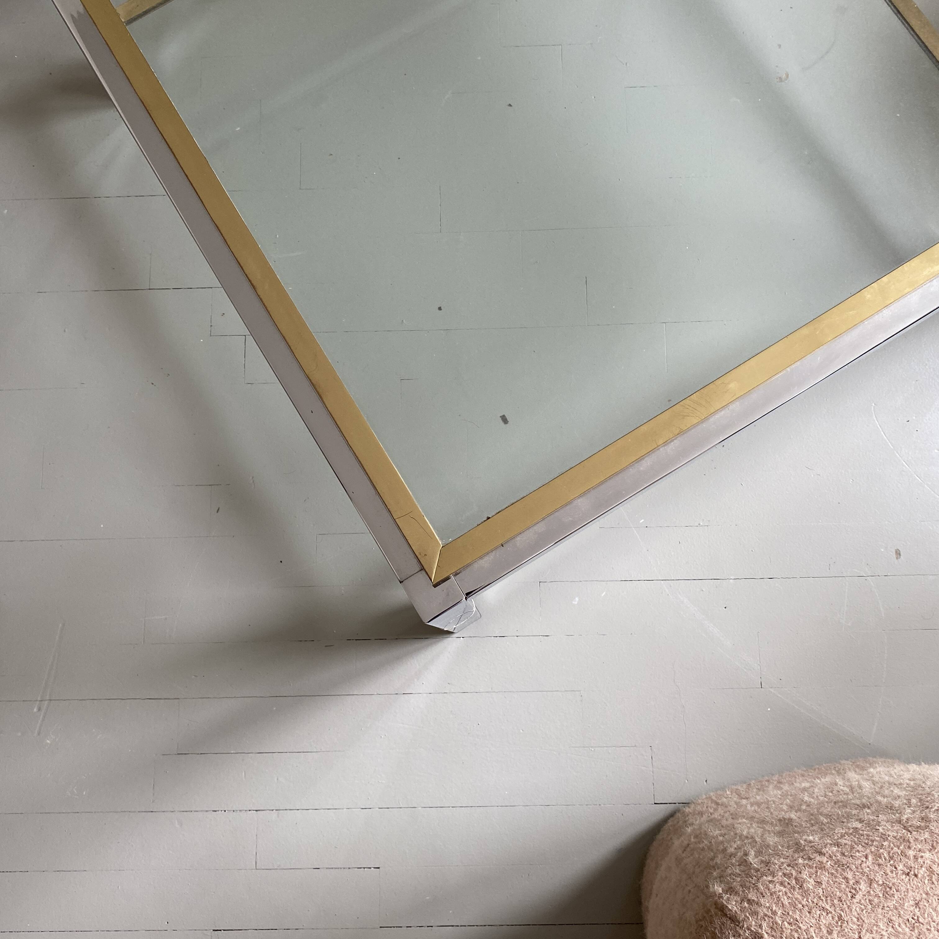 Square glass coffee table attributed to Willy Rizzo, 1970s.