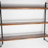 Wall shelf string 1960 3 solid wood tops black and brown