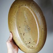 Large oval serving dish, vintage Salins stoneware/ceramic, 1960s