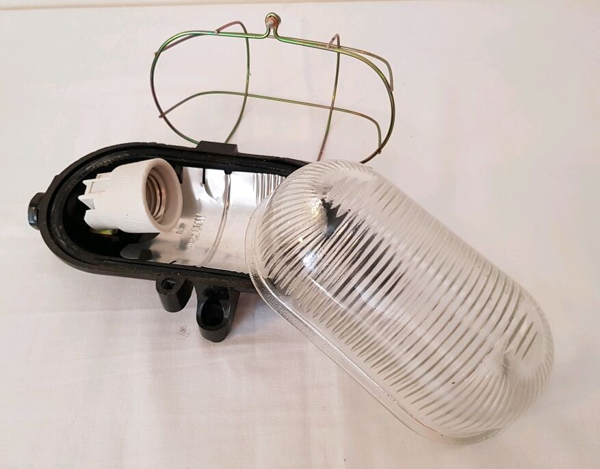 Industrial glass wall sconce