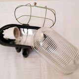 Industrial glass wall sconce