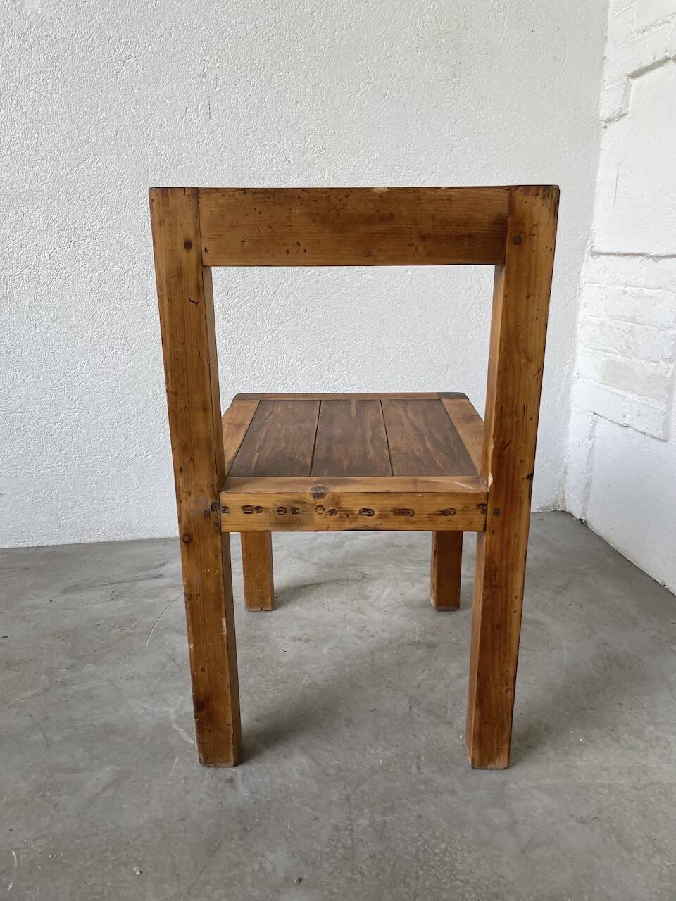 Brutalist pine chair
