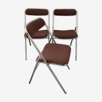 Series of 3 Souvignet folding chairs from the 70s