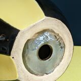 Yellow and black ceramic lamp base, vintage, 60s, freeform