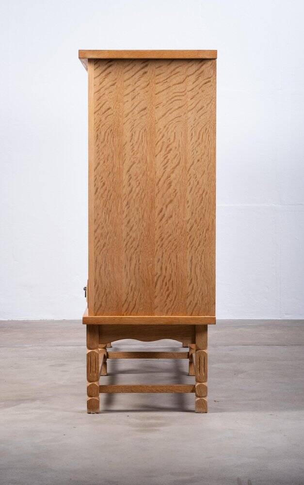 Brutalist Oak Sideboard attributed to Henning Kjærnulf, Denmark, 1960s
