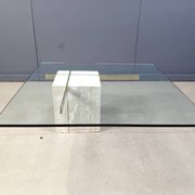 Travertine and brass coffee table by Artedi, 1980s