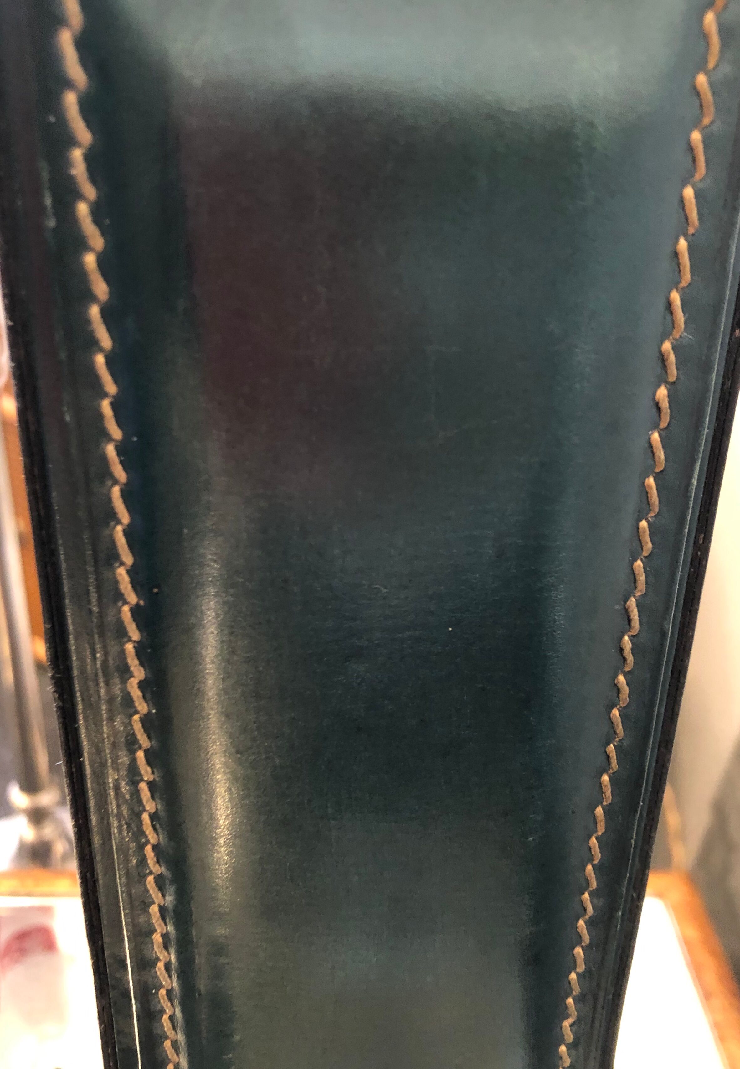 Green leather lamp base circa 1960