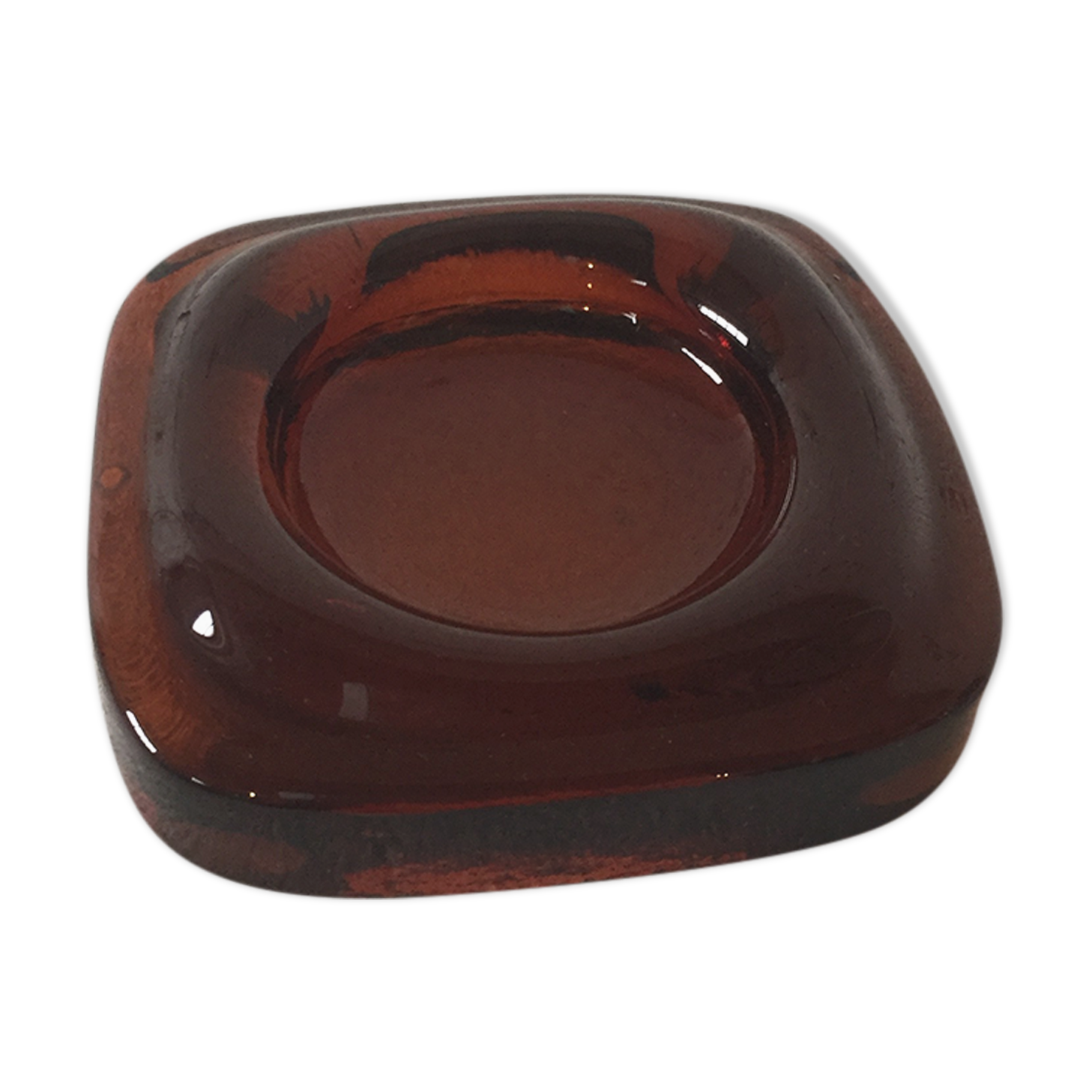 Brown glass ashtray