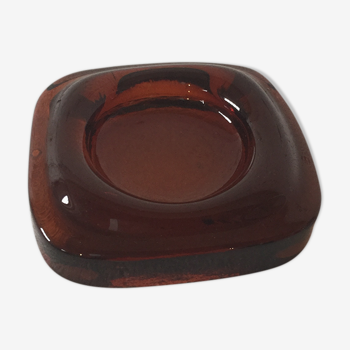 Brown glass ashtray