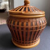 Pot with braided bamboo lid