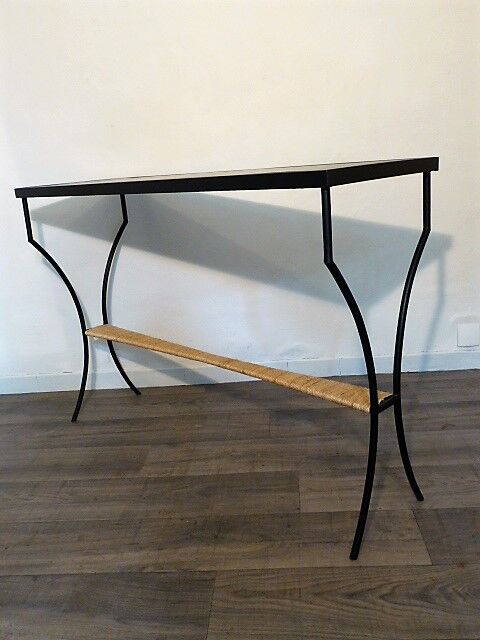 Vintage console in metal and rope