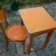 Table with extensions in wood and aluminum, ROC + 1 chair from the 50s