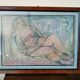 Mixed media painting on bare cardboard by Bruno Saetti
