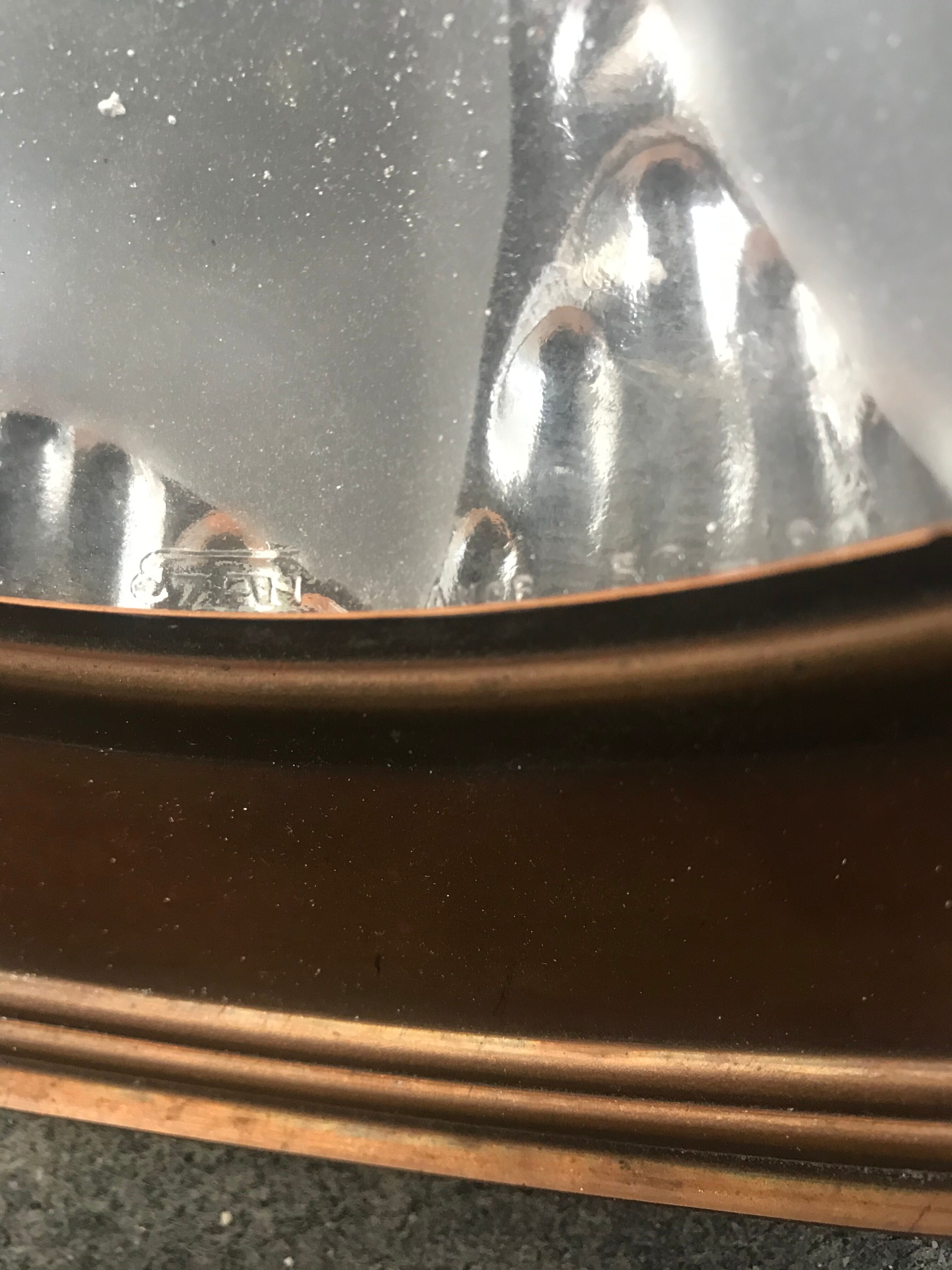 Copper and glass hanging lamp with his Ezan glass disc