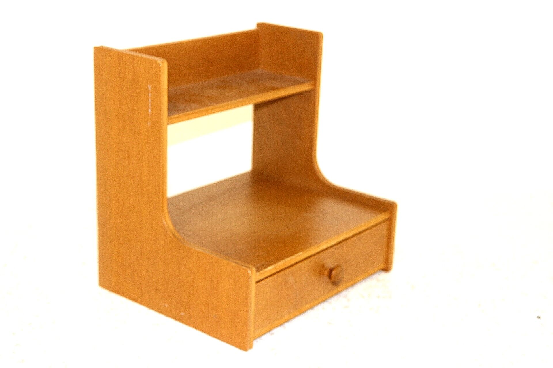 Oak wall console, suede, 1960