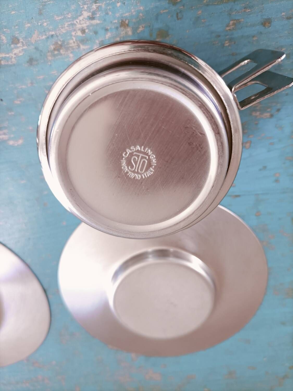 2 vintage Italian stainless steel cups Casalinghi Sto
