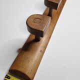 Vintage solid wood wall coat rack with three hooks 60 cm