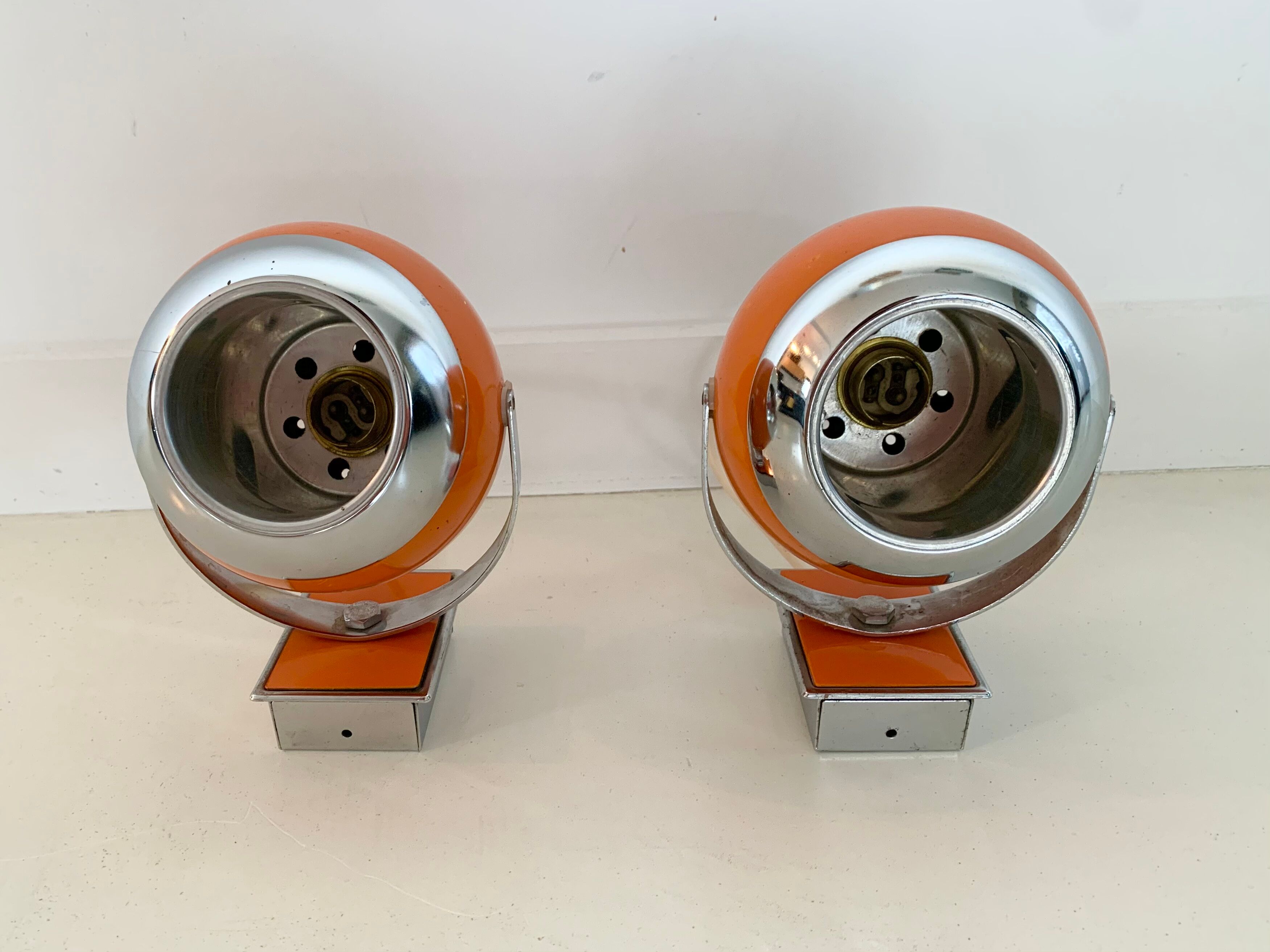 Set of 2 vintage eyeball orange appliques