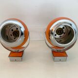 Set of 2 vintage eyeball orange appliques