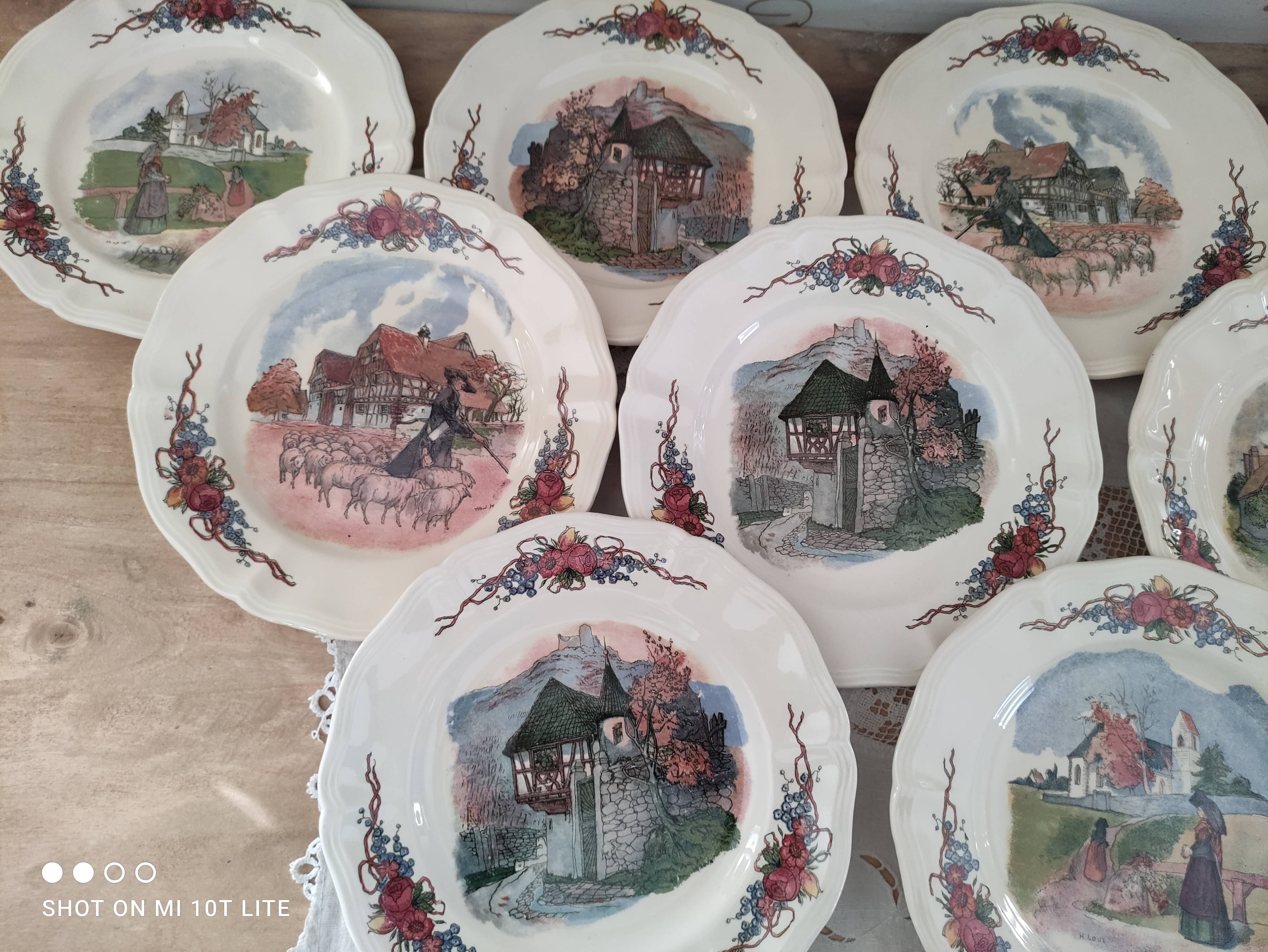 Lot de 12 assiettes à dessert Sarreguemines modèle Obernai