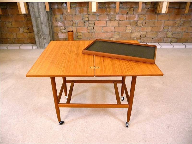 Danish folding table top serving trolley in teak from Arrebo Møbler, 1960s
