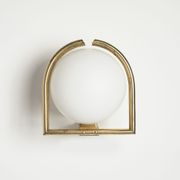 Applique / applique années 1970 en laiton et verre opalin, Italie