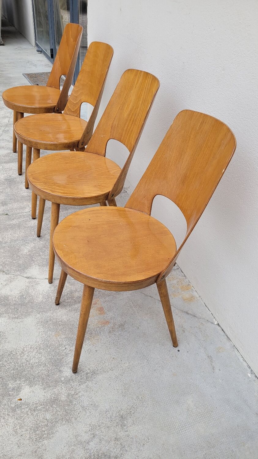 Series of 4 Baumann bistro chairs model Mondor 1950 vintage