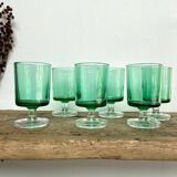 6 small emerald green LUMINARC glasses