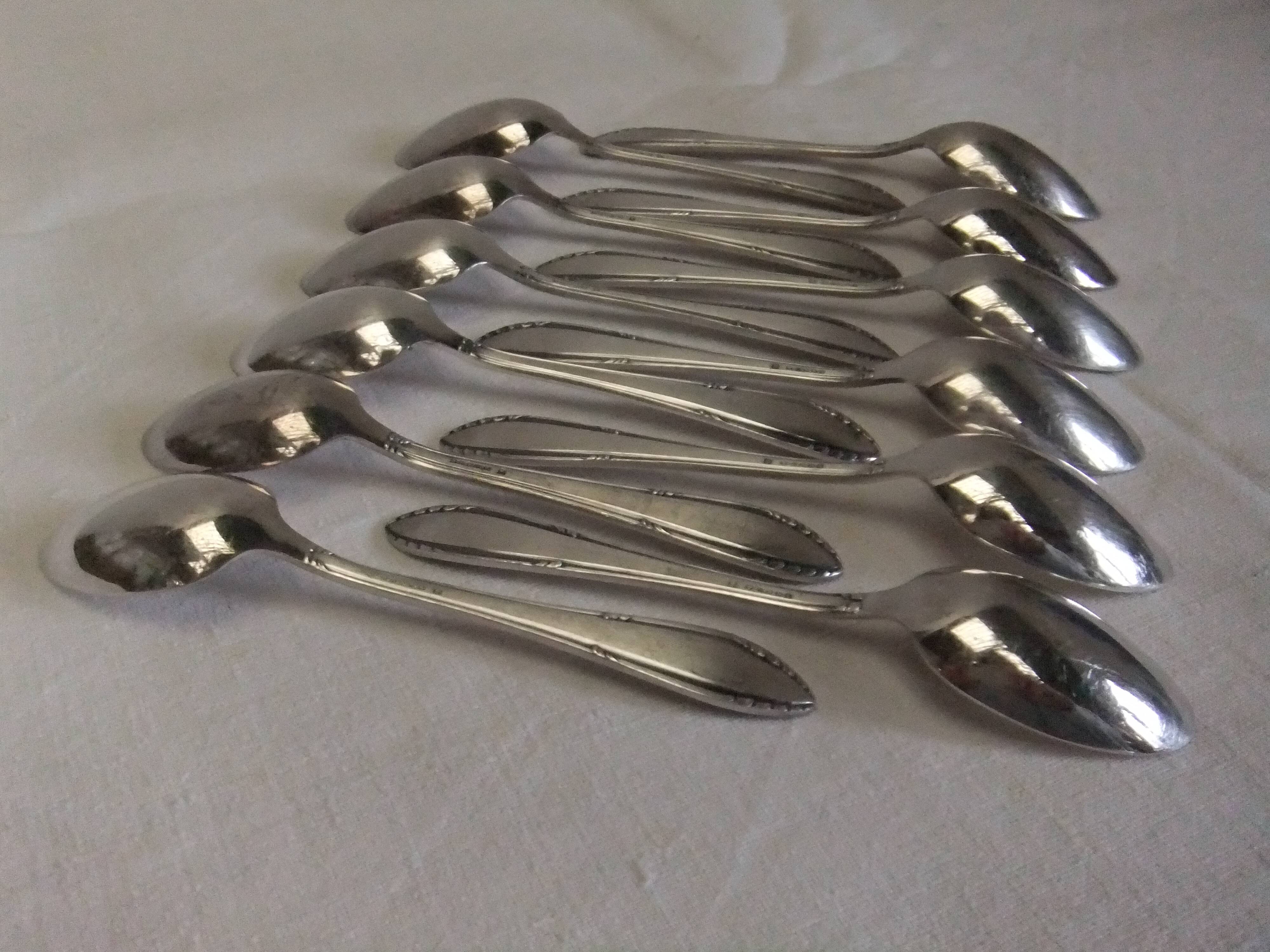 Small silver metal spoons RENEKA filet cutlery service goldsmithing