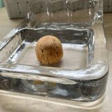 Cendrier à pipe vintage en verre moulé