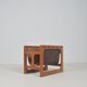 Danish teak & leather magazine holder by Salin Møbler, 1970s