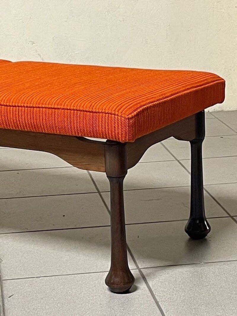Colourful wooden bench with fabric, 1960s