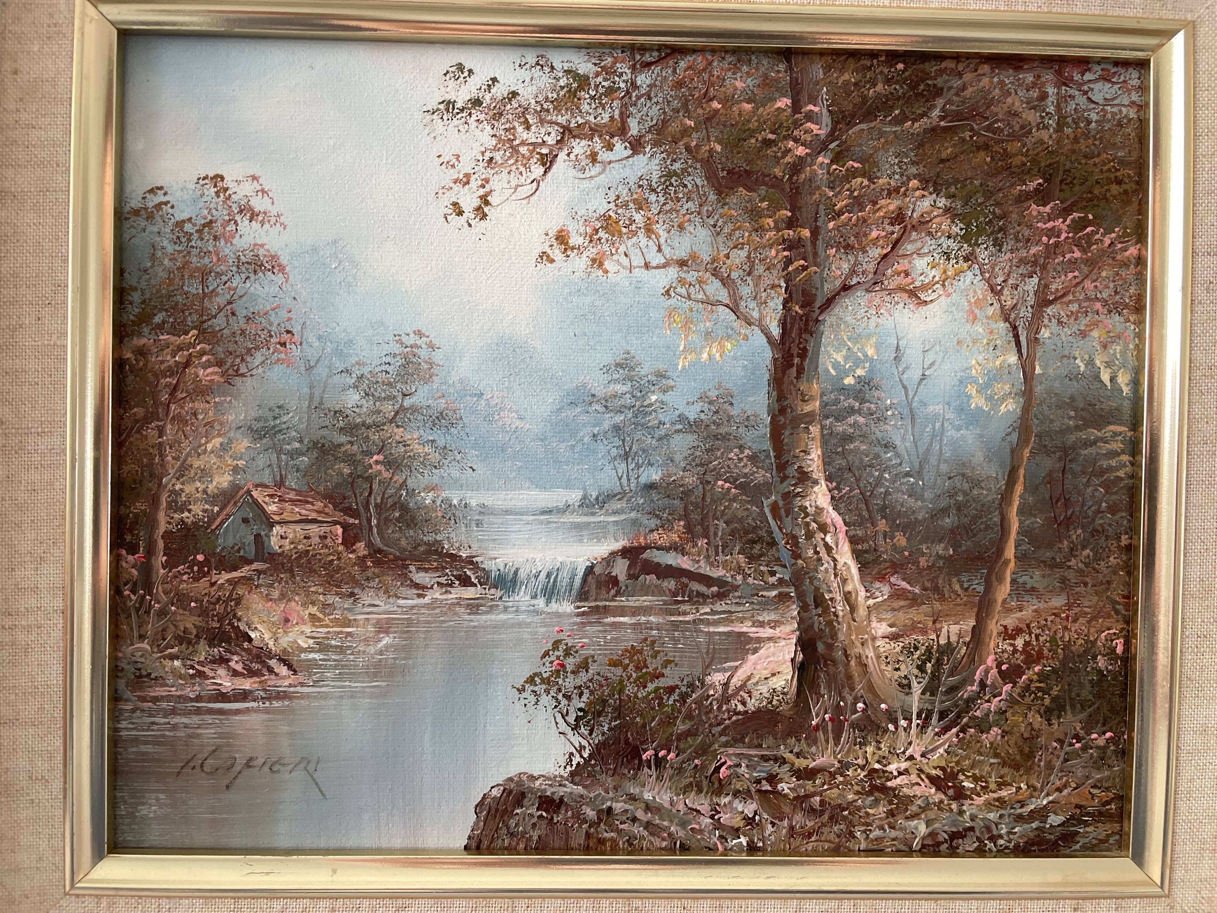 Signed oil painting - landscape - irène cafieri