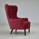Années 1960, fauteuil scandinave à dossier haut, état d'origine, velours.