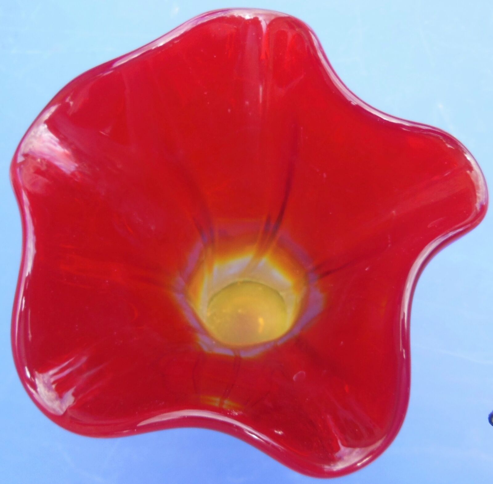 Modernist vase - molded glass - red, orange, yellow - Flavio Polis Seguso