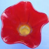 Modernist vase - molded glass - red, orange, yellow - Flavio Polis Seguso