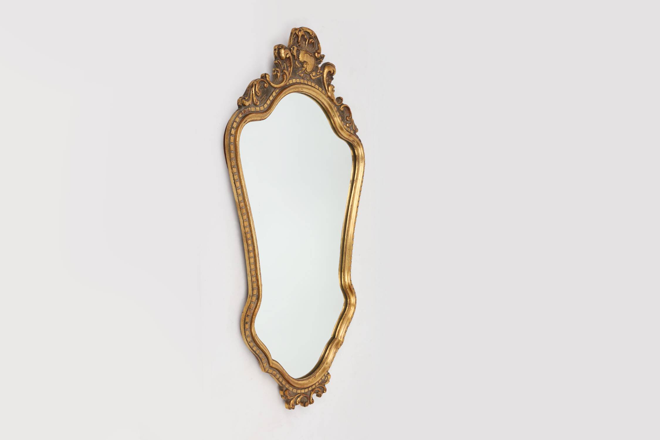 Baroque gilted wooden mirror, france 1950s