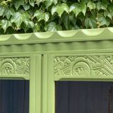 1930s khaki Parisian art deco glass cabinet