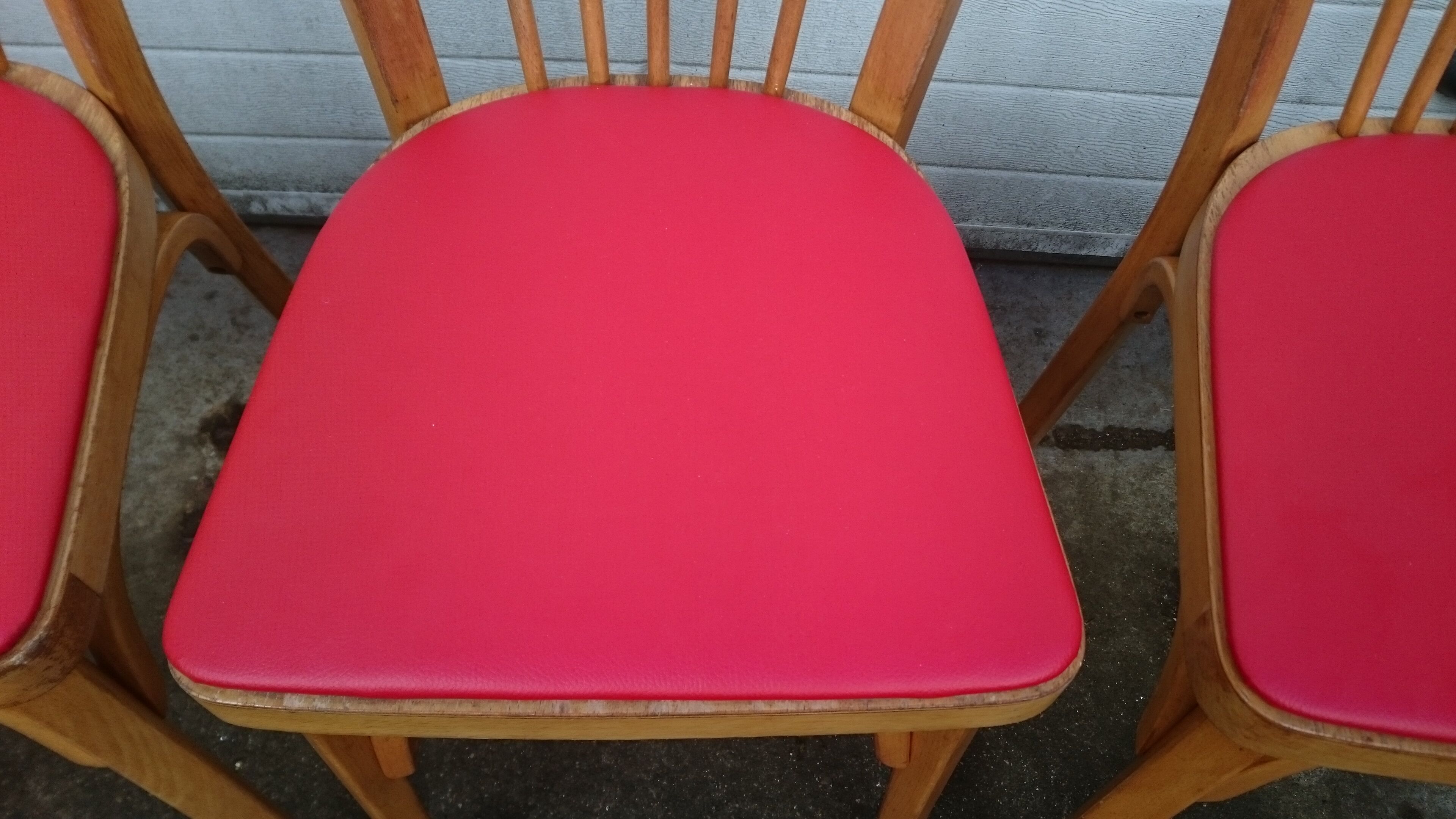 Lot of 4 red Baumann bistro chairs