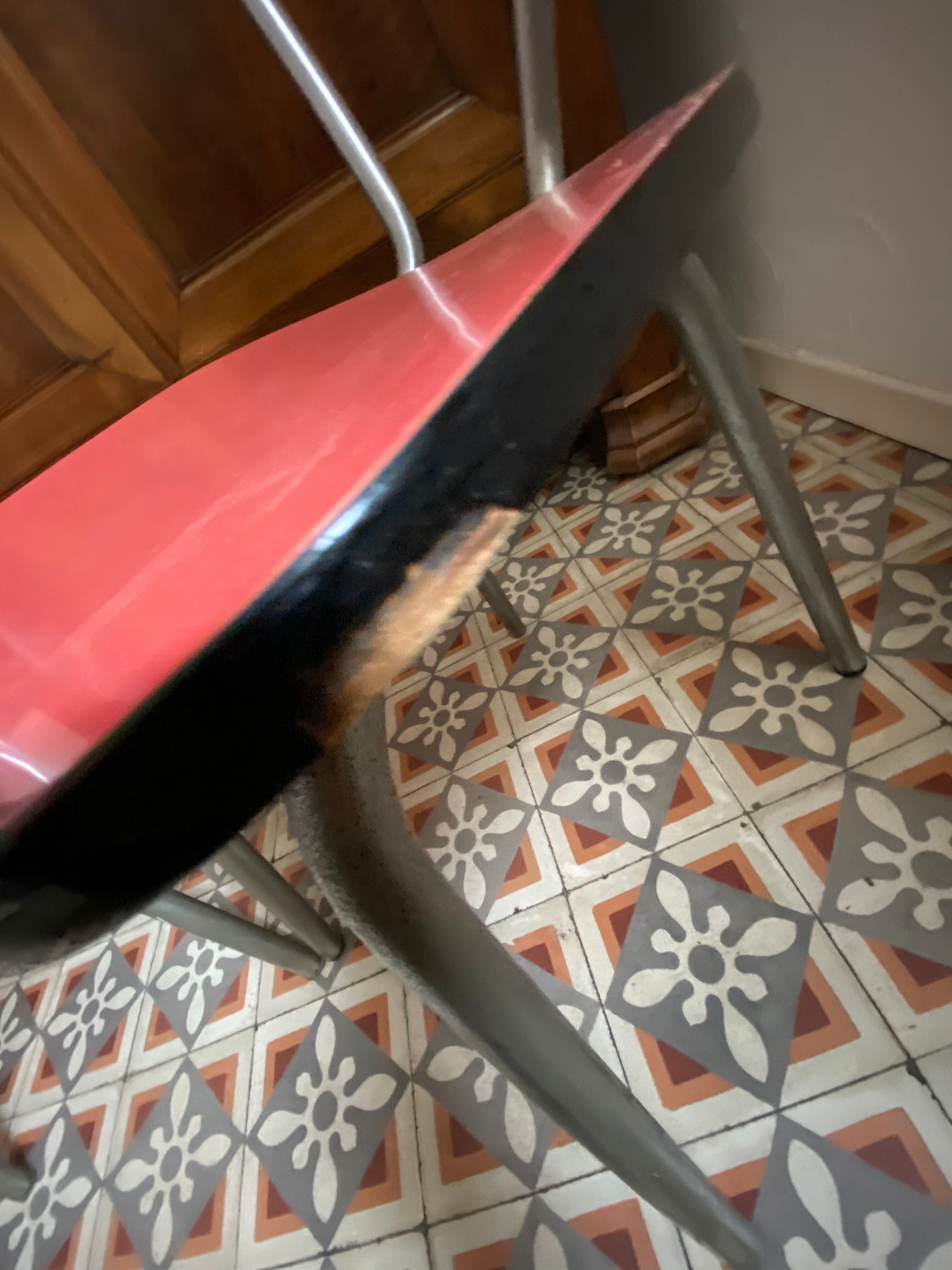 2 chairs in red Formica 60s