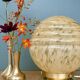 Vintage art deco globe table lamp in yellow and gold Clichy glass