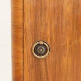 Pair of antique Art Deco bedside tables, walnut veneer, refurbished