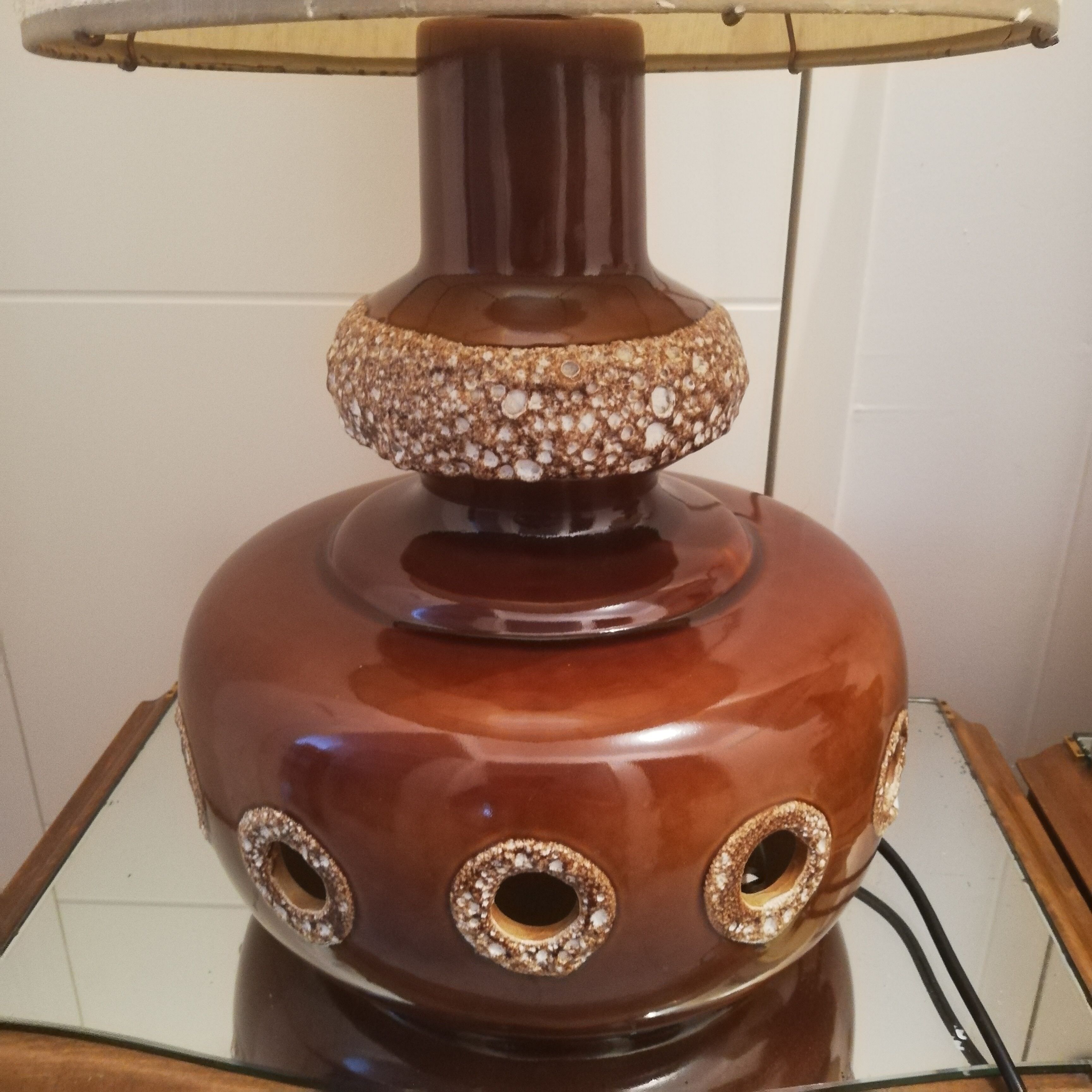 Pair of vintage ceramic lamps with double lighting