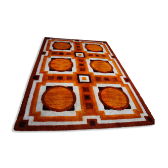 Vintage carpet in wool - 'fity shades of orange' - Germany - 1960's