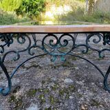 Pink marble and wrought iron coffee table