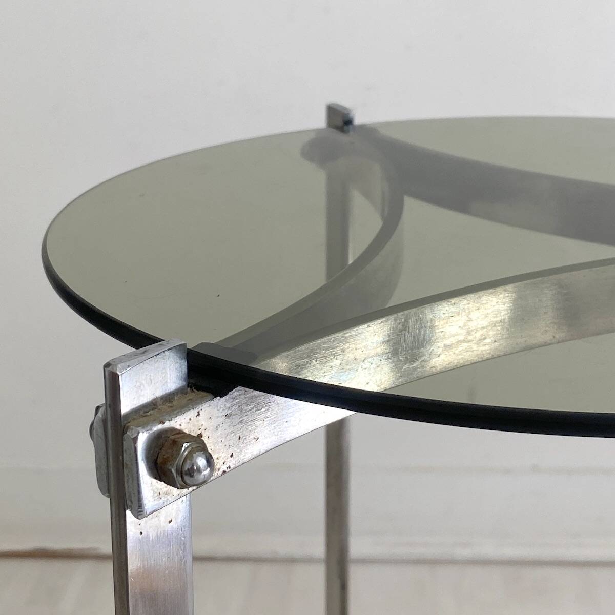 Chrome and glass side table vintage 1970s