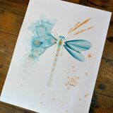 Affiche libellule bleue 30x40